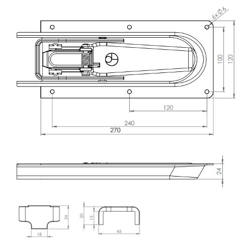 Rhiwa internal clasp handle - length 305 mm - zinc-plated