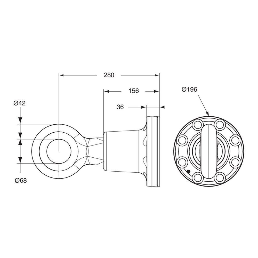 Pommier drawbar eye  Ø 68 mm - swivel - incl. 8 screws/rings - steel
