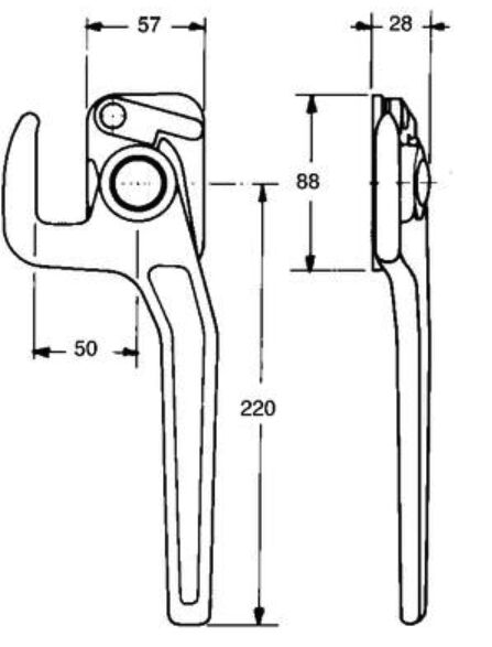 Pommier dropside locking gear - left - excl. keeper - plain steel