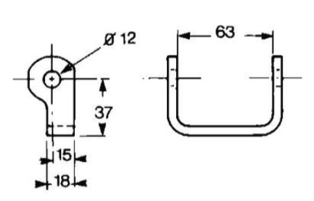 Pommier scharnierbok - las model - voor scharnierbreedte 63 mm -  blank staal