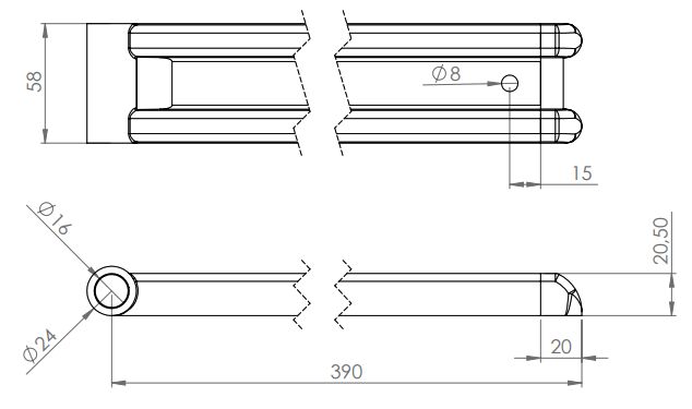 Rhiwa Quality charnière M 390 mm - y comprenant embot - galvanisée