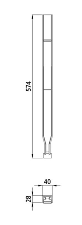 Kinnegrip K20 kinnetop verlengstuk zonder top profiel - voor 800 tot 1200 mm rong - staal