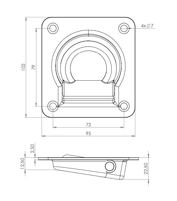 Rhiwa Quality luikring 102 x 95 mm - verzinkt