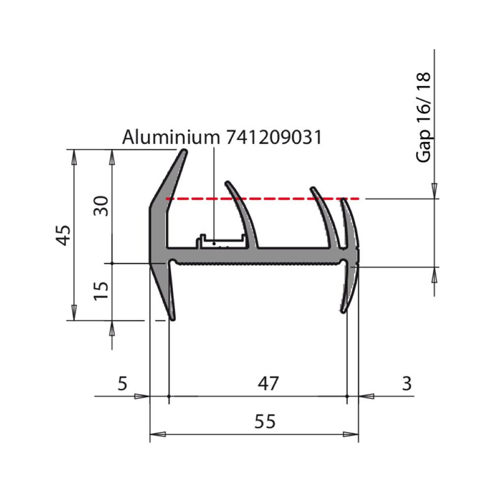 Pommier rubberdeurprofiel 47 mm - rol 20 meter - EPDM