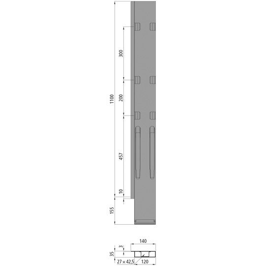 Kinnegrip K20 rear pillar - 1100 mm - left - with fastener - microZINQ® 5