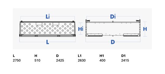 Bawer palletkist - 24 europallets - 2750 x 510 x 2425 mm (BxHxD) - ongeassembleerde kit