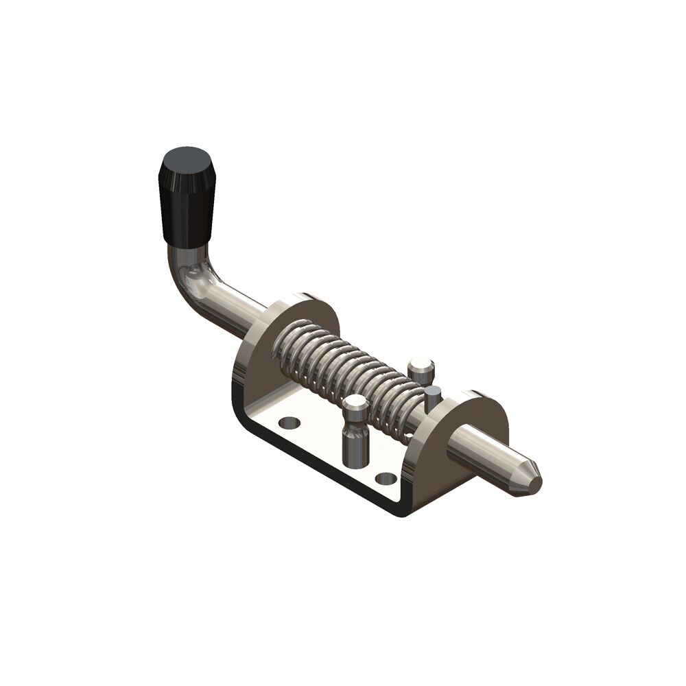 Rhiwa Quality draw latch with pin Ø 12 mm - with spring and black cap - stainless steel
