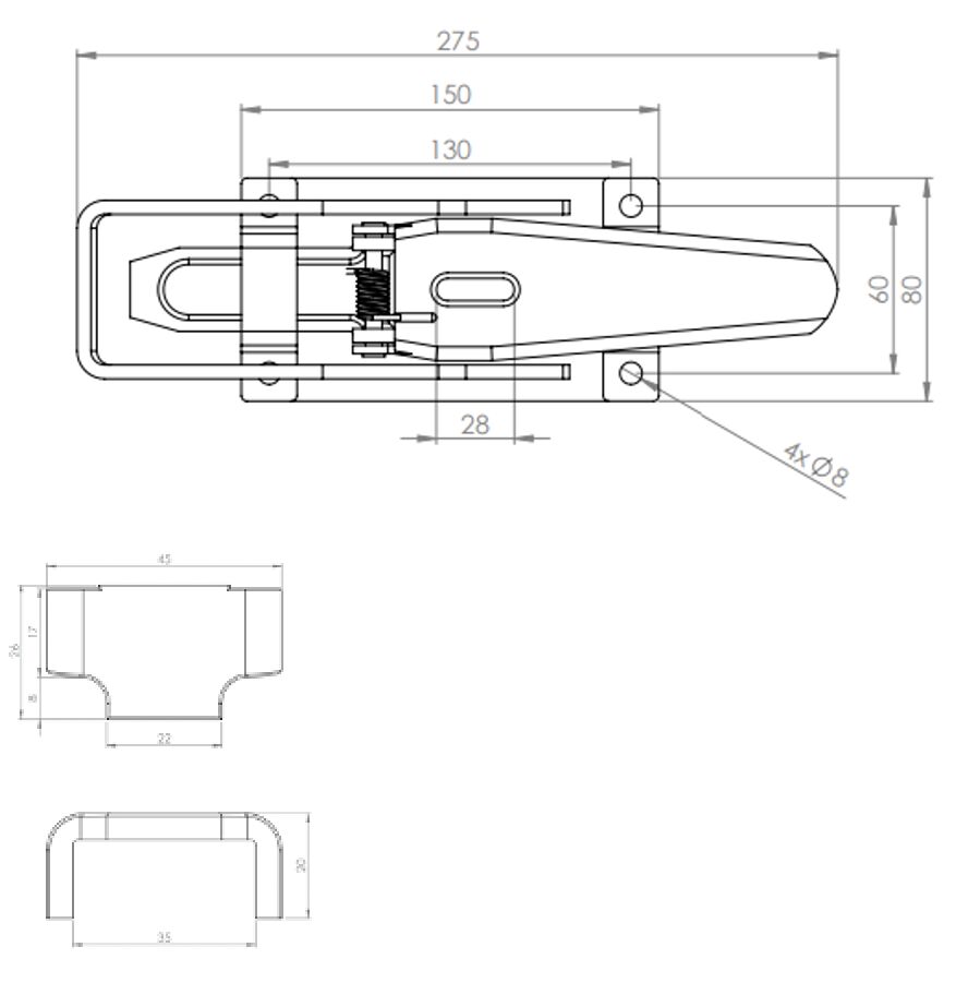 Rhiwa external clasp handle - incl. bracket - zinc-plated