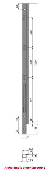 Kinnegrip K20 front pillar - 1200 mm - right - screw model - KTL