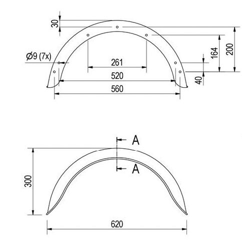 Rhiwa Quality spatscherm 190 x 620 mm (BxSpw) - verzinkt