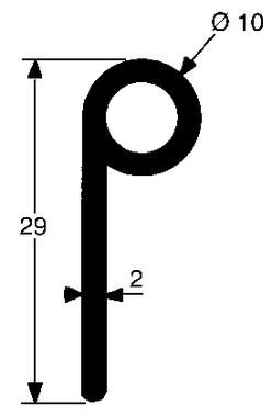 Pommier bead profile 29 mm - bead Ø 10 mm - roll 50 meter - EPDM