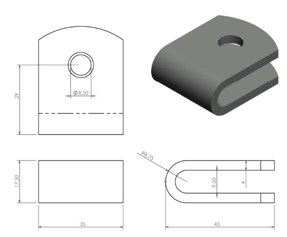Pommier poignée de connexion - pour fermeture Ø 22 mm - galvanisée