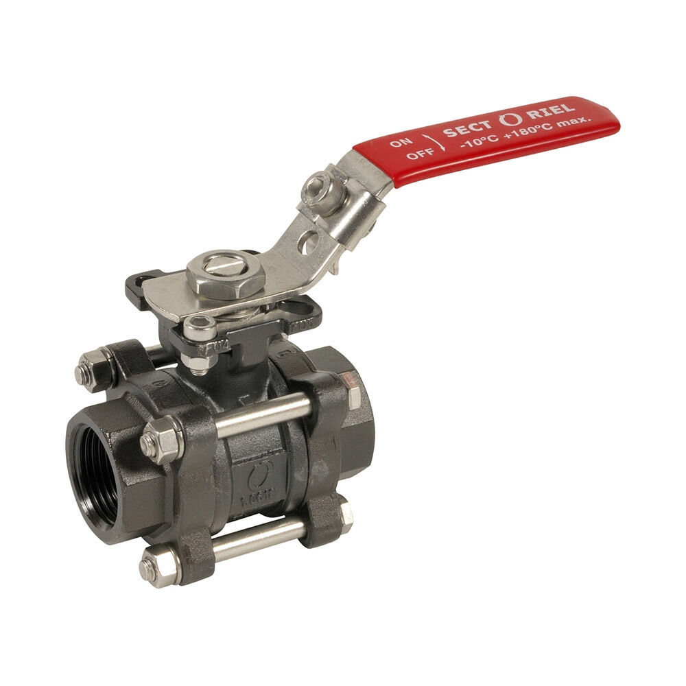 Sferaco robinet à boisseau sphérique en acier au carbone 737XS corps en 3 pièces 1" bsp filetage intérieur/intérieur PN63 interface ISO vapeur
