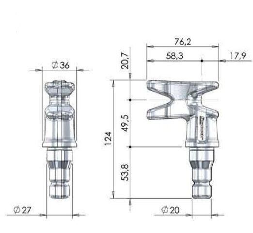Pommier came de fermeture - modèle PS3 - pour fermeture Ø 27 mm - plus inoxydable