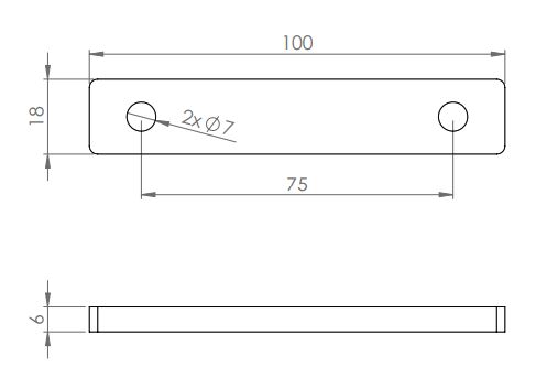 Rhiwa Quality onderbordscharnier inlegstrip - HoH 75 mm - M8 - verzinkt