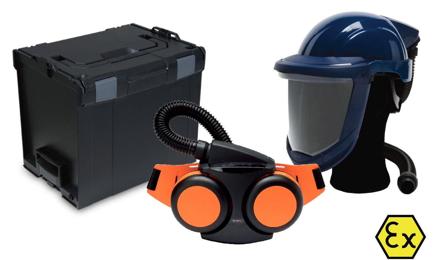 Sundström SR 500 EX unité de ventilation + SR 580 casque de sécurité avec écran facial - dans une L-boîte