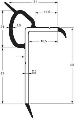 Pommier container door profile corner - grey/black - 3,2 meter