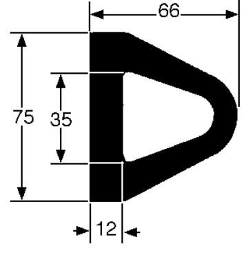 Pommier stootrubber Delta 2500 x 66 x 75 mm (LxBXH)