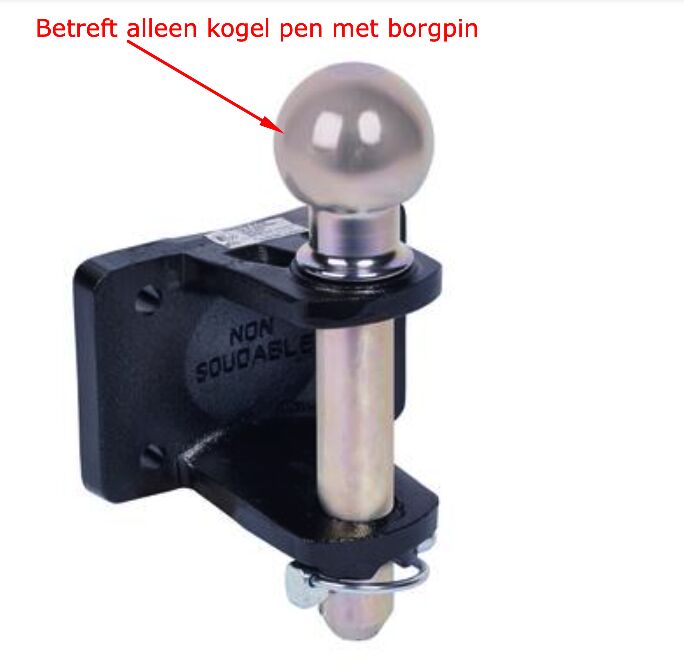 Pommier ball head pin Ø 50 mm - with locking pin - for towing jaw