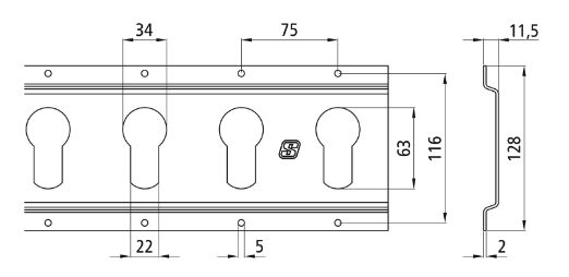 Rhiwa Quality ankerrail - sleutel gat Ø 25 mm - 3000 mm - verzinkt