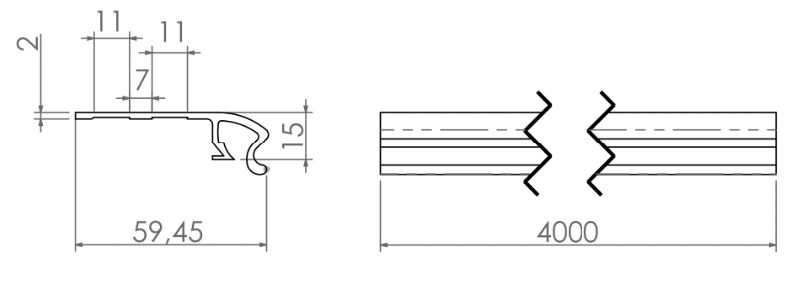 Rhiwa Quality click frame 4 mtr - for running rail fixed roof - RHX model