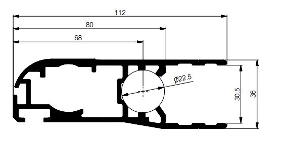 PWP edge profile door 30 mm - 6300 mm - aluminum