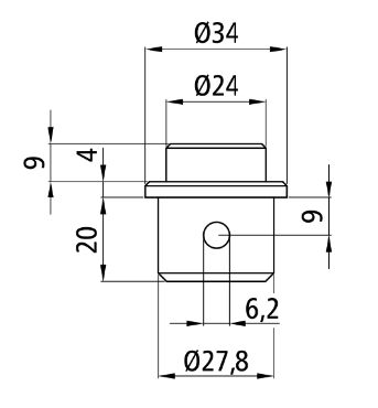 Rhiwa Quality einddop ladingstang Ø 34 mm - tap Ø 24 mm - verzinkt