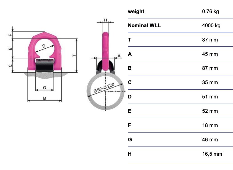 RUD lifting eye VLBS-P - 4t - with spring - weldable - especially for pipes