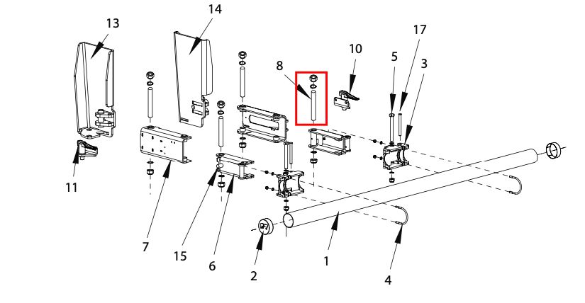 Pommier connecting shaft (2 pieces) - for arms BAB / BAES bumper - R58-02