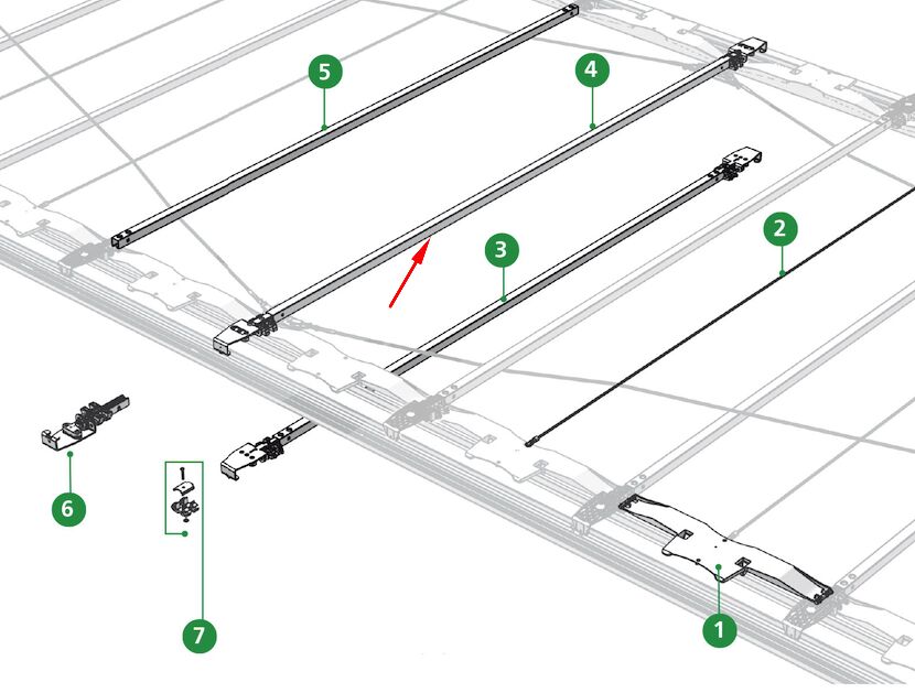 Edscha roof bar - 2550 mm - with roller carriages (slider) - for Edscha CS Ultraline II + HD