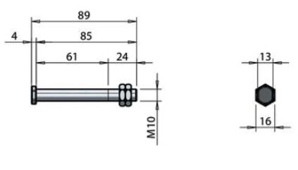 Pommier hinge pin - for hinge plate trestle width 50/52/58 mm - stainless steel