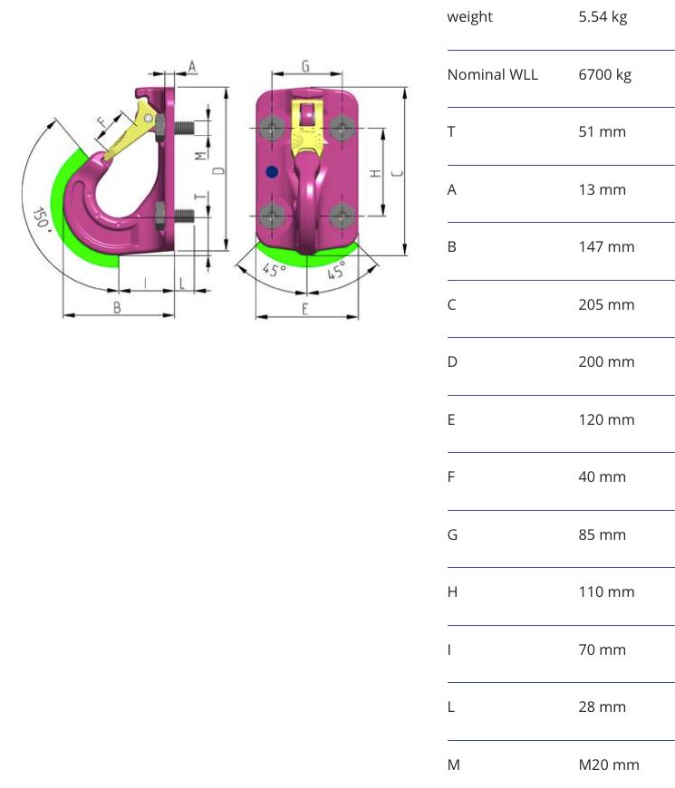 RUD schroefbare haak VABH-B - 6,7t
