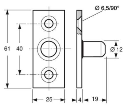 Pommier gâche - pour fermeture à la porte - renforcé