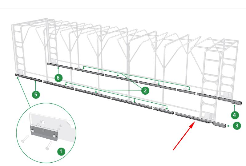 Edscha end rail - left - for Edscha sliding bow roof from 2008