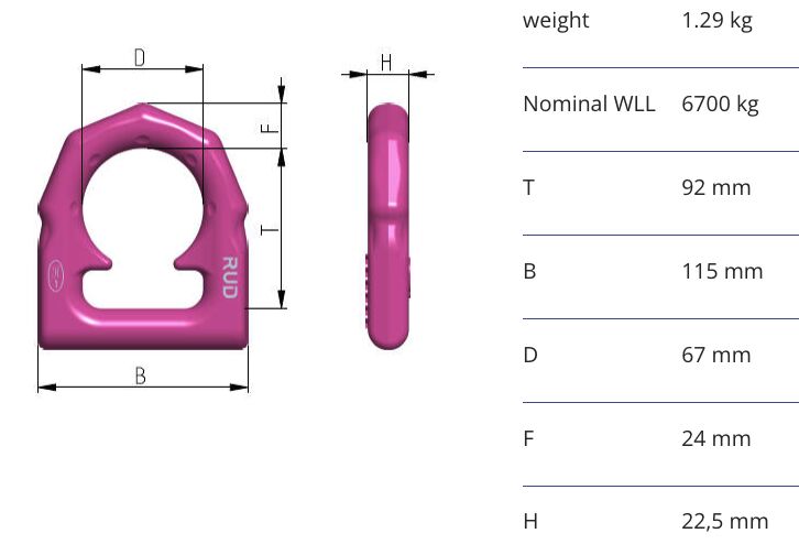 RUD D-VLBS 6,7t anneau seul de levage octogonal - pour VLBS et VLBS-U