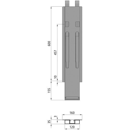 Kinnegrip K20 middenrong - 600 mm - met opname - KTL