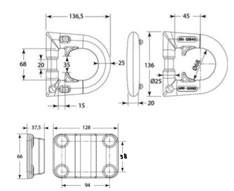 Pommier lashing eye set 13 tonnes - bolt-on model - zinc-plated
