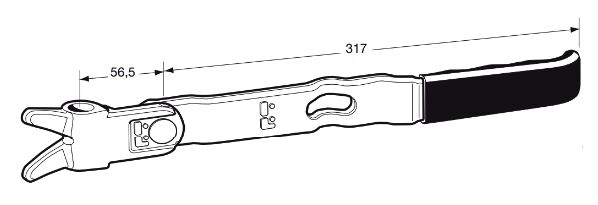 Pommier handle straight - hinged - for substructure locking Ø 18 mm