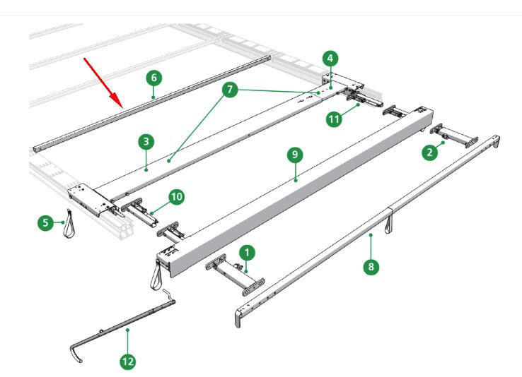 Edscha toog - 2310 mm lang - zonder loopwagens - voor Edscha Lite / Profi I / ECO I