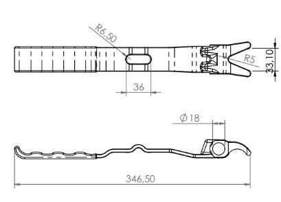 Pommier handle straight - for substructure locking Ø 18 mm - zinc-plated