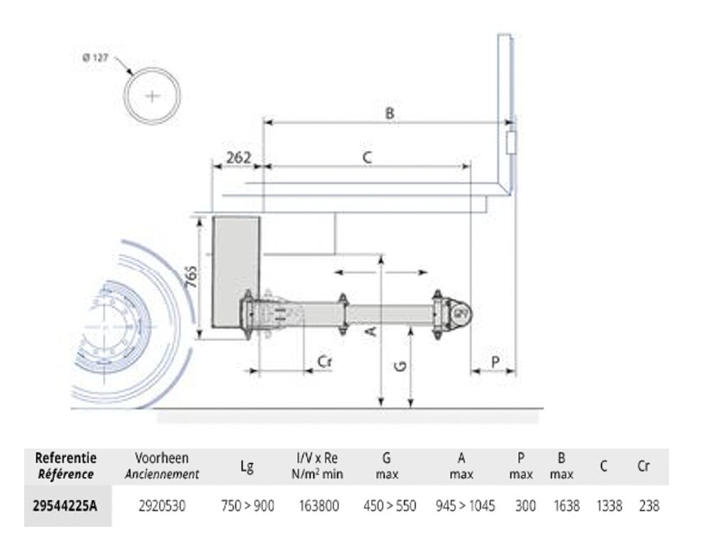 Pommier bumper XPAND P42A - hydraulic horizontal retractable - 1338 mm - R58-03