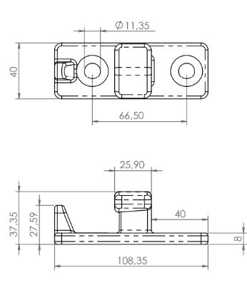 Pommier upper locking gear holder - for substructure locking Ø 16 and Ø 18 mm