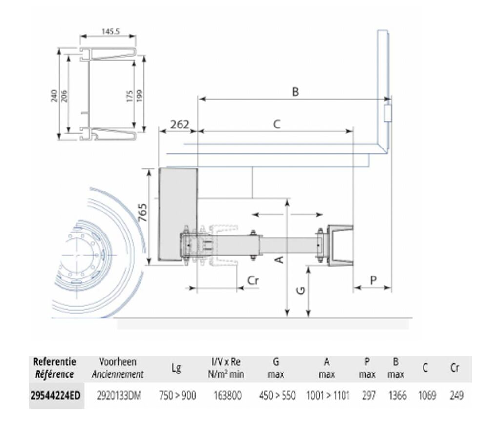 Pommier bumper XPAND P42E - hydraulic horizontal retractable + sensor - 1069 mm - R58-03