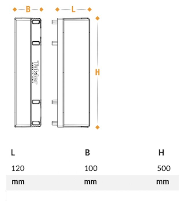 Takler corner piece 500 mm high - for side protection board - grey plastic