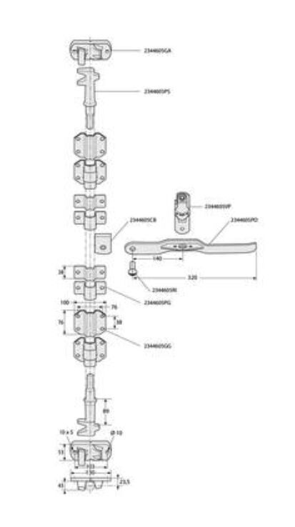 Pommier external locking mechanism set Ø 27 mm - zinc-plated
