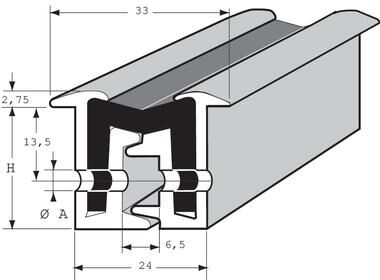 Pommier alurub hinge 22/2000 mm - 180°