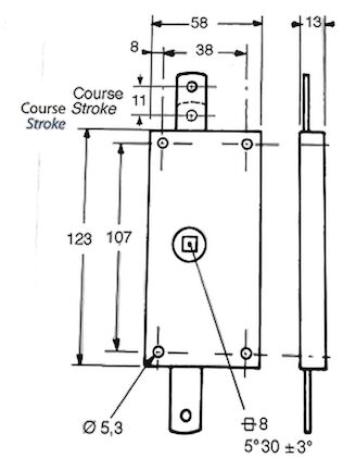 Pommier espagnolette lock - 123 x 58 mm - left - zinc-plated