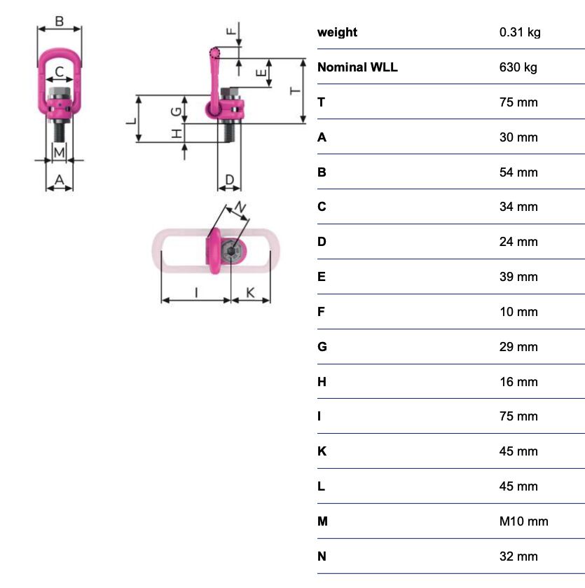 RUD lifting eye VLBG - 0,63t - M10 - with 10.9 bolt