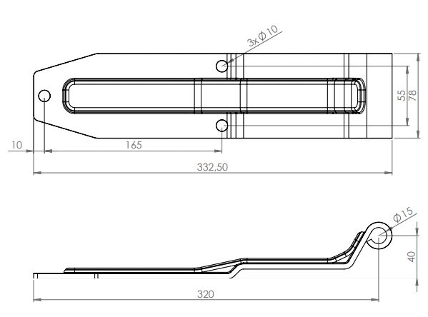 Rhiwa Quality container door hinge plate MK4 - 320 mm - zinc-plated