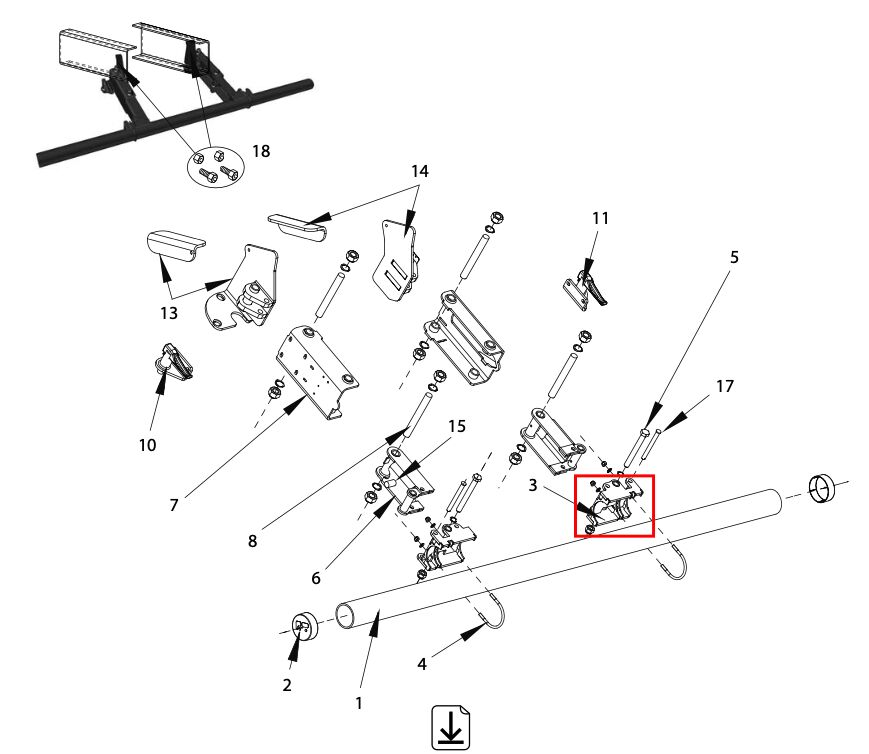 Pommier tubeholder - for BAB / BAES bumper - R58-02